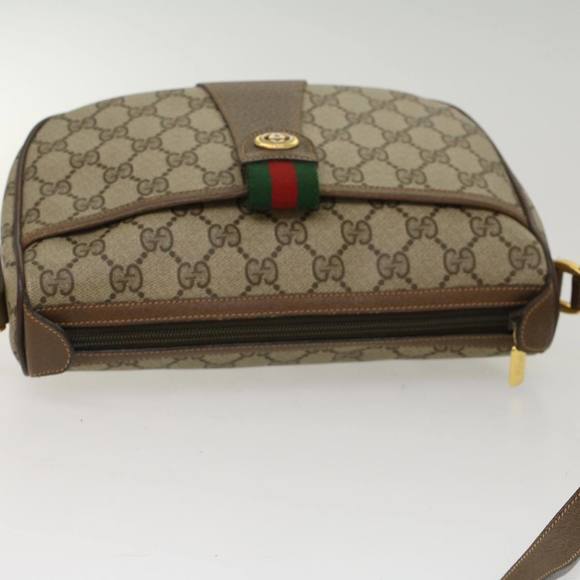 GUCCI GG Canvas Web Sherry Line Shoulder Bag Beige Green 39.02.032 Auth 48249 - Picture 6 of 16